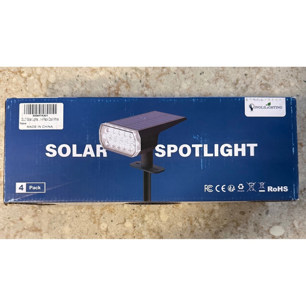 DLLT Solar Spotlight 4 Pack Cool White LED‎ Outdoor Landscape Path Wall Lights